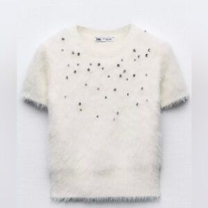 Faux Fur Jewel Sweater - Zara